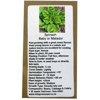 6 Degrees East Heirloom Veg Seeds - Spinach - Matador